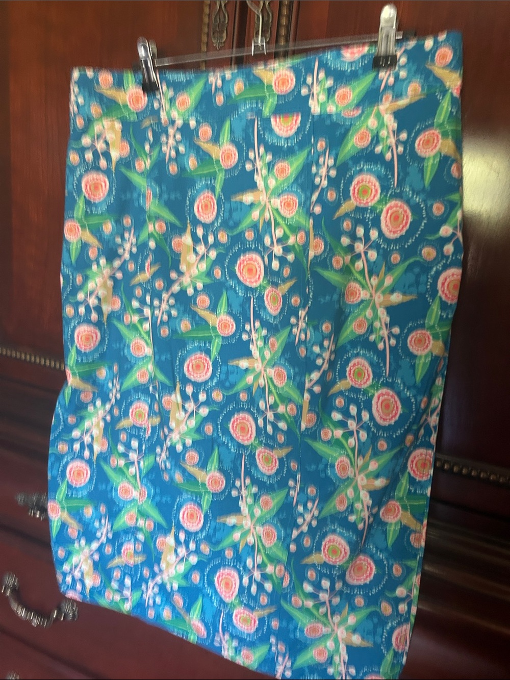Ripskirt Hawaii turquoise Floral Midi Skirt with coral & Green Accents